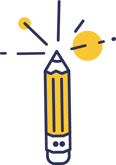 graphic illustration of a pencil to depict content creation